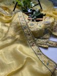 DESIGNER GOLD CRUNCHY THREAD SEQUENCE EMBROIDERY WORK SAREE WITH STITCHED BLOUSE PARTY WHOLESALE PRICE ETHNIC GARMENT (13)