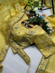 DESIGNER GOLD CRUNCHY THREAD SEQUENCE EMBROIDERY WORK SAREE WITH STITCHED BLOUSE PARTY WHOLESALE PRICE ETHNIC GARMENT (13)