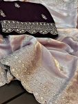 DESIGNER JIMMY CHOO EMBROIDERY THREAD SEQUENCE WORK SAREE WITH UNSTITCHED BLOUSE PARTY WEAR WHOLESALE PRICE ETHNIC GARMENT 1 (1)