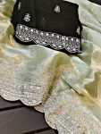 DESIGNER JIMMY CHOO EMBROIDERY THREAD SEQUENCE WORK SAREE WITH UNSTITCHED BLOUSE PARTY WEAR WHOLESALE PRICE ETHNIC GARMENT 2 (1)