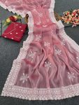 DESIGNER JIMMY CHOO SEQUENCE THREAD EMBROIDERY WORK SAREE WITH UNSTITCHED BLOUSE FESTIVAL WEAR WHOLESALE PRICE ETHNC GARMENT (6)