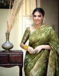 DESIGNER LICHI SILK ZARI WEAVING WORK SAREE WITH UNSTITCHED BLOUSE FESTIVAL WEAR WHOLESALE PRICE ETHNIC GARMENT (11)
