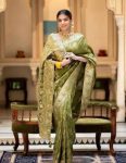 DESIGNER LICHI SILK ZARI WEAVING WORK SAREE WITH UNSTITCHED BLOUSE FESTIVAL WEAR WHOLESALE PRICE ETHNIC GARMENT (11)