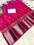 DESIGNER ORGANZA SILK KORA JACQUARD WORK SAREE WITH UNSTITCHED BLOUSE FESTIVAL WEAR WHOLESALE PRICE ETHNIC GARMENT (6)