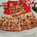 DESIGNER SOFT DOLA SILK ZARI WEAVING WORK KID’S LEHENGA CHOLI FESTIVAL WEAR WHOLESALE PRICE ETHNIC GARMENT (6)