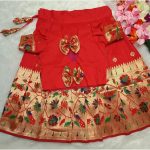 DESIGNER SOFT DOLA SILK ZARI WEAVING WORK KID’S LEHENGA CHOLI FESTIVAL WEAR WHOLESALE PRICE ETHNIC GARMENT (6)