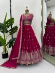 DESIGNER TABBY ORGANZA THREAD SEQUENCE WORK LEHENGA CHOLI WITH DUPATTA WEDDING WEAR WHOLESALE PRICE ETHNIC GARMENT (4)