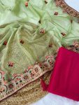 DESIGNER TWILL NET EMBROIDERY THREAD WITH ZARI DORI DIAMOND WORK SAREE WITH UNSTITCHED BLOUSE PARTY WHOLESALE PRICE ETHNIC GARMENT 2 (2)