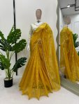 DESIGNER TWILL NET THREAD SEQUENCE WORK SAREE WITH STITCHED BLOUSE PARTY WEAR WHOLESALE PRICE ETHNC GARMENT (5)