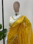 DESIGNER TWILL NET THREAD SEQUENCE WORK SAREE WITH STITCHED BLOUSE PARTY WEAR WHOLESALE PRICE ETHNC GARMENT (5)