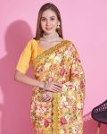 DESIGNER VICHITRA SILK CROCHET WITH DIGITAL PRINT FLORAL WORK SAREE WITH UNSTITCHED BLOUSE PARTY WHOLESALE PRICE ETHNIC GARMENT (34)