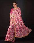 DESIGNER VICHITRA SILK CROCHET WITH DIGITAL PRINT FLORAL WORK SAREE WITH UNSTITCHED BLOUSE PARTY WHOLESALE PRICE ETHNIC GARMENT (29)