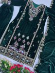 DESIGNER VISCOSE VELVET EMBROIDERY SEQUENCE WORK TOP BOTTOM WITH DUPATTA FESTIVAL WEAR WHOLESALE PRICE ETHNIC GARMENT (4)