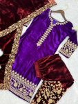 DESIGNER VISCOSE VELVET EMBROIDERY WORK TOP BOTTOM WITH DUPATTA PARTY WEAR WHOLESALE PRICE ETHNIC GARMENT