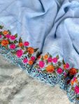 FANCVY GOLD CRUNCHY THREAD EMBROIDERY CUT WORK SAREE WITH UNSTITCHED BLOUSE PARTY WHOLESALE PRICE ETHNIC GARMENT (5)