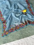 FANCVY GOLD CRUNCHY THREAD EMBROIDERY CUT WORK SAREE WITH UNSTITCHED BLOUSE PARTY WHOLESALE PRICE ETHNIC GARMENT (5)