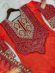 FANCY CHINON SILK EMBROIDERY SEQUENCE DIGITAL PRINT WORK TOP PALAZZO WITH DUPATTA FESTIVAL WEAR WHOLESALE PRICE ETHNIC GARMENT (9)