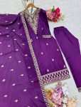 FANCY CHINON SILK EMBROIDERY SEQUENCE WORK TOP BOTTOM WITH DUPATTA FESTIVAL WEAR WHOLESALE PRICE ETHNIC GARMENT (4)