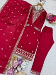 FANCY CHINON SILK EMBROIDERY SEQUENCE WORK TOP BOTTOM WITH DUPATTA FESTIVAL WEAR WHOLESALE PRICE ETHNIC GARMENT (5)