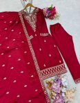 FANCY CHINON SILK EMBROIDERY SEQUENCE WORK TOP BOTTOM WITH DUPATTA FESTIVAL WEAR WHOLESALE PRICE ETHNIC GARMENT (5)