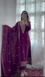 FANCY CHINON SILK EMBROIDERY SEQUENCE WORK TOP BOTTOM WITH DUPATTA FESTIVAL WEAR WHOLESALE PRICE ETHNIC GARMENT (4)