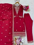 FANCY CHINON SILK EMBROIDERY SEQUENCE WORK TOP BOTTOM WITH DUPATTA FESTIVAL WEAR WHOLESALE PRICE ETHNIC GARMENT (5)