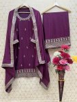 FANCY CHINON SILK EMBROIDERY WORK TOP PALAZZO WITH DUPATTA PARTY WEAR WHOLESALE PRICE ETHNIC GARMENT (3)