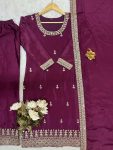FANCY CHINON SILK EMBROIDERY WORK TOP PALAZZO WITH DUPATTA PARTY WEAR WHOLESALE PRICE ETHNIC GARMENT (3)