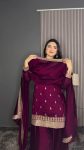 FANCY CHINON SILK EMBROIDERY WORK TOP PALAZZO WITH DUPATTA PARTY WEAR WHOLESALE PRICE ETHNIC GARMENT (3)
