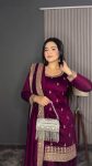 FANCY CHINON SILK EMBROIDERY WORK TOP PALAZZO WITH DUPATTA PARTY WEAR WHOLESALE PRICE ETHNIC GARMENT (3)