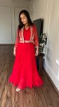 FANCY GEORGETE EMBROIDERY SEQUENCE CODING WORK GOWN JACKET WITH BELT FESTIVAL WEAR WHOLESALE PRICE ETHNIC GARMENT (23)