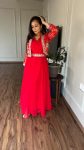 FANCY GEORGETE EMBROIDERY SEQUENCE CODING WORK GOWN JACKET WITH BELT FESTIVAL WEAR WHOLESALE PRICE ETHNIC GARMENT (23)