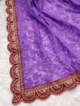 FANCY GEORGETTE THREAD CHICKENKARI EMBROIDERY WORK SAREE WITH STITCHED BLOUSE FESTIVAL WEAR WHOLESALE PRICE ETHNIC GARMENT 1 (1)