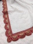 FANCY GEORGETTE THREAD CHICKENKARI EMBROIDERY WORK SAREE WITH STITCHED BLOUSE FESTIVAL WEAR WHOLESALE PRICE ETHNIC GARMENT 4 (5)