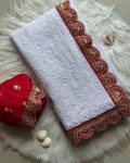 FANCY GEORGETTE THREAD CHICKENKARI EMBROIDERY WORK SAREE WITH STITCHED BLOUSE FESTIVAL WEAR WHOLESALE PRICE ETHNIC GARMENT 4 (5)
