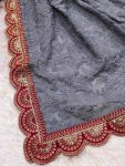 FANCY GEORGETTE THREAD CHICKENKARI EMBROIDERY WORK SAREE WITH STITCHED BLOUSE FESTIVAL WEAR WHOLESALE PRICE ETHNIC GARMENT (7)