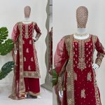 FANCY GEORGETTE THREAD SEQUENCE PEARL WORK TOP BOTTOM WITH DUPATTA FESTIVAL WEAR WHOLESALE PRICE ETHNIC GARMENT (3)