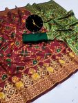 FANCY LICHI SILK JACQUARD WEAVING WORK SAREE WITH UNSTITCHED BLOUSE FESTIVAL WEAR WHOLESALE PRICE ETHNIC GARMENT (1)