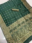 FANCY LICHI SILK ZARI WEAVING WORK SAREE WITH UNSTITCHED BLOUSE WEDDING WEAR WHOLESALE PRICE ETHNC GARMENT (6)