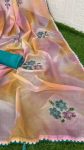 FANCY ORGANZA DIGITAL PRINTED SAMOSA LACE WITH STONE WORK SAREE WITH UNSTITCHED BLOUSE PARTY WEAR WHOLESALE PRICE ETHNIC GARMENT (3)