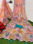 FANCY ORGANZA DIGITAL PRINTED SAMOSA LACE WITH STONE WORK SAREE WITH UNSTITCHED BLOUSE PARTY WEAR WHOLESALE PRICE ETHNIC GARMENT (3)