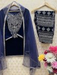 FANCY VISCOSE VELVET EMBROIDERY SEQUENCE WORK TOP BOTTOM WITH DUPATTA FESTIVAL WEAR WHOLESALE PRICE ETHNIC GARMENT1 (2)