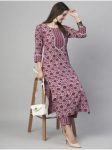 FASHIONABLE COTTON PRINTED TOP WITH BOTTOM WINE