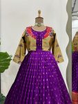 FASHIONABLE JACQUARD SILK DIGITAL PRINT WORK GOWN WITH KOTI FESTIVAL WEAR WHOLESALE PRICE ETHNIC GARMENT (5)