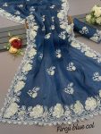 FASHIONABLE JIMMY CHOO EMBROIDERY SEQUENCE WORK SAREE WITH UNSTITCHED BLOUSE FESTIVAL WEAR WHOLESALE PRICE ETHNC GARMENT (3)