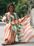 FASHIONABLE LINEN PRINTED WORK SAREE WITH UNSTITCHED BLOUSE PARTY WEAR WHOLESALE PRICE ETHNIC GARMENT (2)