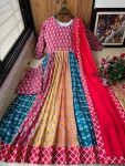 FASHIONABLE MUSLIN COTTON DIGITAL PRINT WORK GOWN BOTTOM WITH DUPATTA FESTIVAL WEAR WHOLESALE PRICE ETHNIC GARMENT (1)