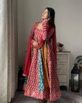 FASHIONABLE MUSLIN COTTON DIGITAL PRINT WORK GOWN BOTTOM WITH DUPATTA FESTIVAL WEAR WHOLESALE PRICE ETHNIC GARMENT (1)