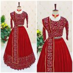 FASHIONABLE VELVET EMBROIDERY SEQUNECE WORK LEHENGA CHOLI WITH DUPATTA PARTY WEAR WHOLESALE PRICE ETHNIC GARMENT (6)