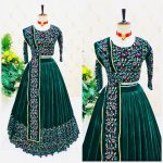 FASHIONABLE VELVET EMBROIDERY SEQUNECE WORK LEHENGA CHOLI WITH DUPATTA PARTY WEAR WHOLESALE PRICE ETHNIC GARMENT (8)